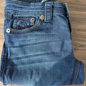 Seven7 Women's Y2K low rise Boot Cut Jeans - Dark Blue